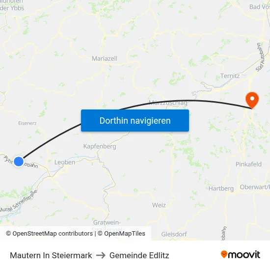 Mautern In Steiermark to Gemeinde Edlitz map