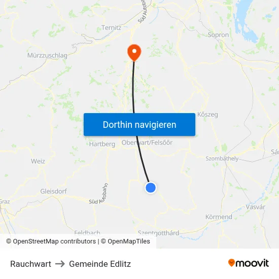 Rauchwart to Gemeinde Edlitz map