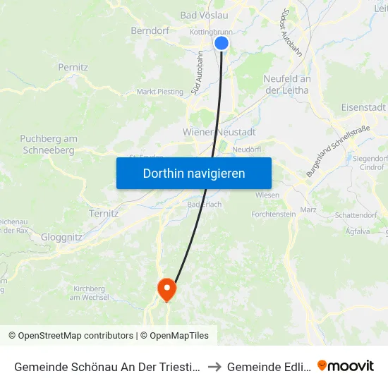 Gemeinde Schönau An Der Triesting to Gemeinde Edlitz map