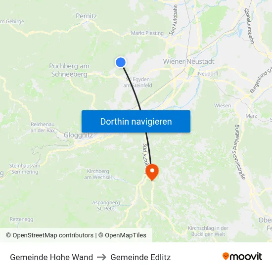 Gemeinde Hohe Wand to Gemeinde Edlitz map