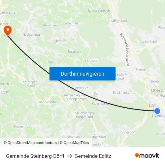 Gemeinde Steinberg-Dörfl to Gemeinde Edlitz map