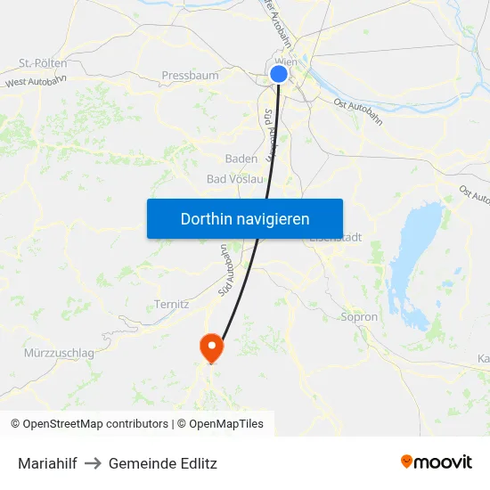 Mariahilf to Gemeinde Edlitz map