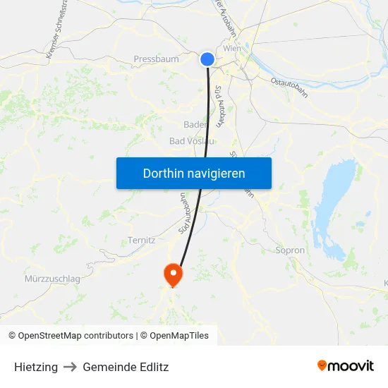 Hietzing to Gemeinde Edlitz map