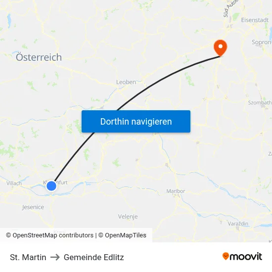 St. Martin to Gemeinde Edlitz map