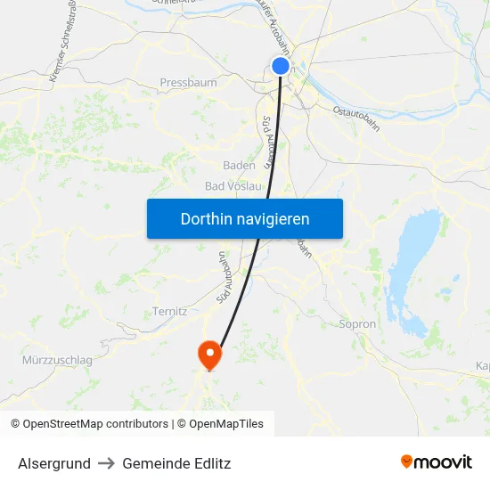 Alsergrund to Gemeinde Edlitz map