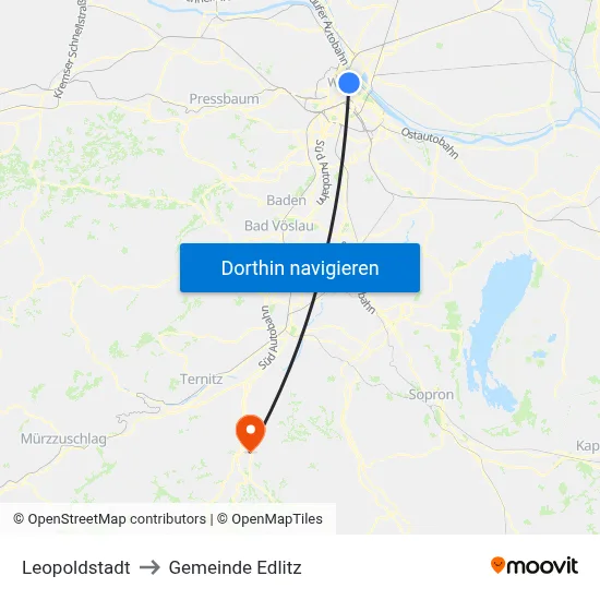Leopoldstadt to Gemeinde Edlitz map