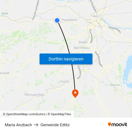 Maria Anzbach to Gemeinde Edlitz map