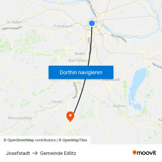 Josefstadt to Gemeinde Edlitz map