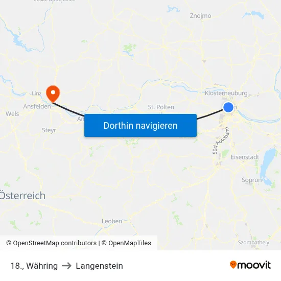 18., Währing to Langenstein map