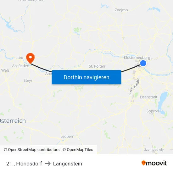21., Floridsdorf to Langenstein map