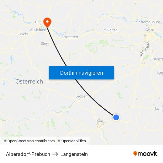 Albersdorf-Prebuch to Langenstein map