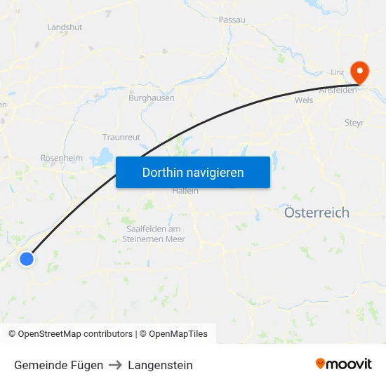 Gemeinde Fügen to Langenstein map
