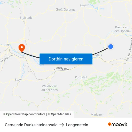 Gemeinde Dunkelsteinerwald to Langenstein map
