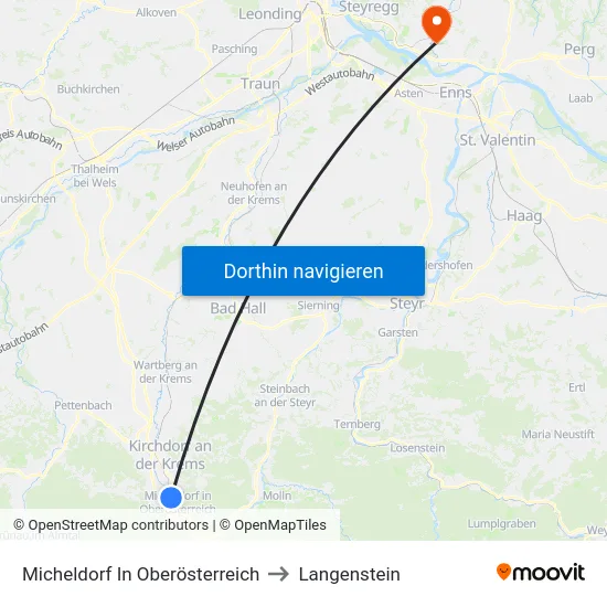 Micheldorf In Oberösterreich to Langenstein map