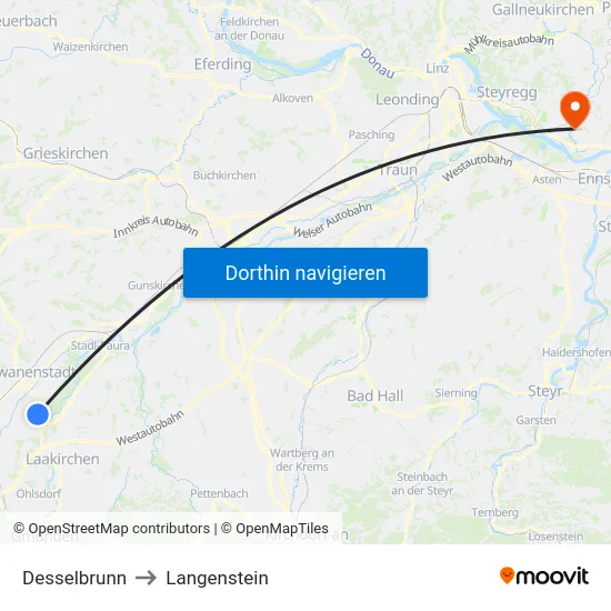Desselbrunn to Langenstein map