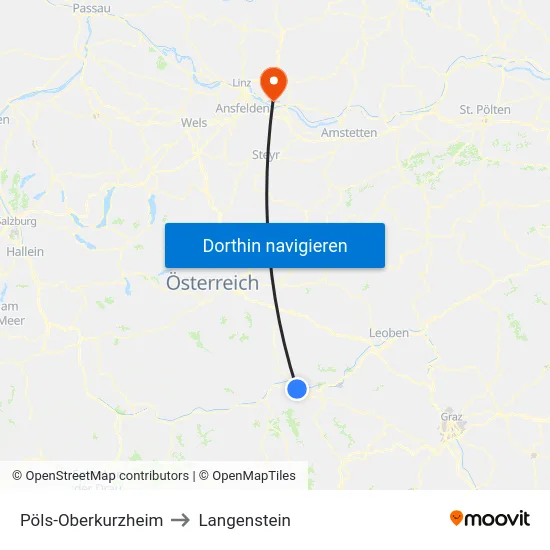 Pöls-Oberkurzheim to Langenstein map