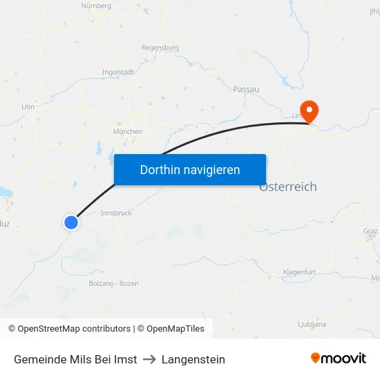 Gemeinde Mils Bei Imst to Langenstein map