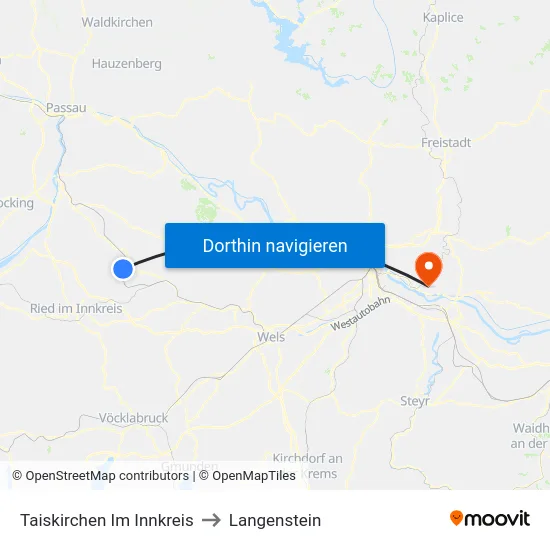 Taiskirchen Im Innkreis to Langenstein map