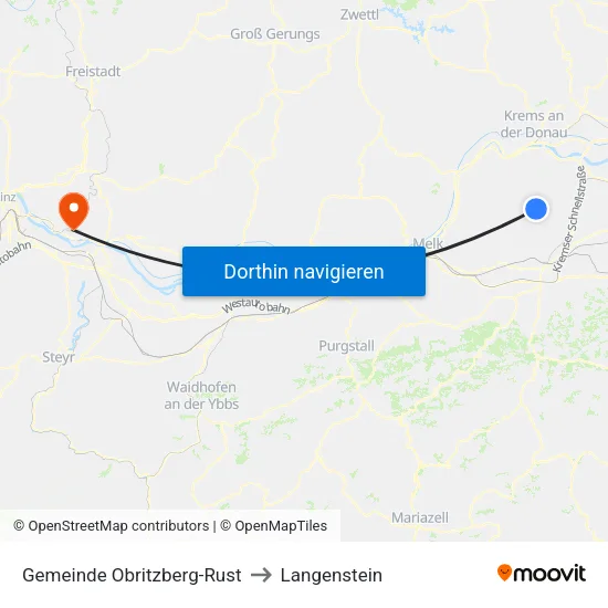 Gemeinde Obritzberg-Rust to Langenstein map