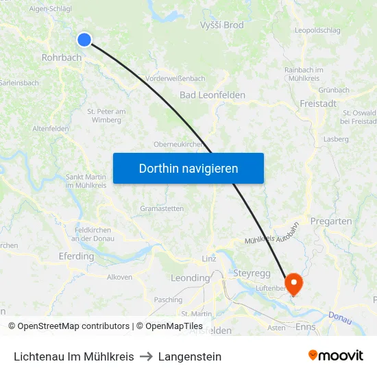 Lichtenau Im Mühlkreis to Langenstein map