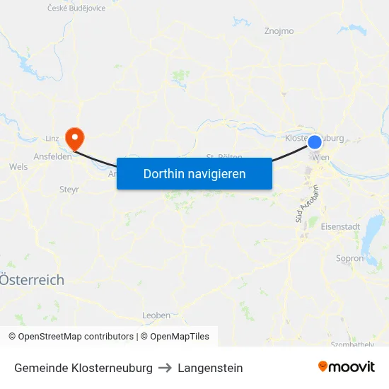 Gemeinde Klosterneuburg to Langenstein map