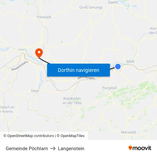 Gemeinde Pöchlarn to Langenstein map