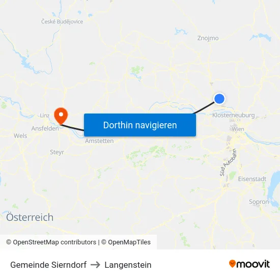 Gemeinde Sierndorf to Langenstein map