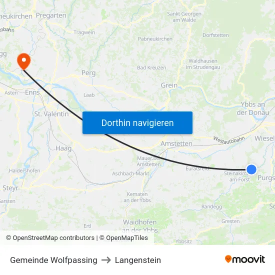 Gemeinde Wolfpassing to Langenstein map