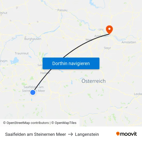Saalfelden am Steinernen Meer to Langenstein map