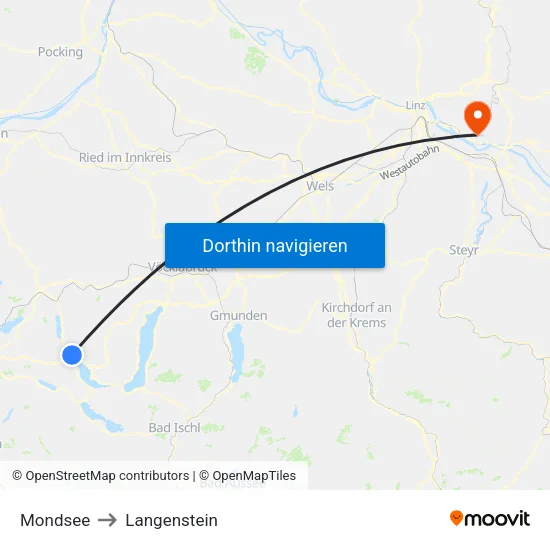 Mondsee to Langenstein map