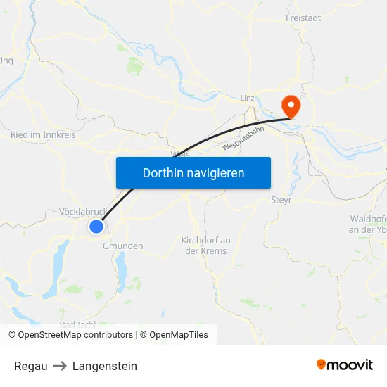 Regau to Langenstein map