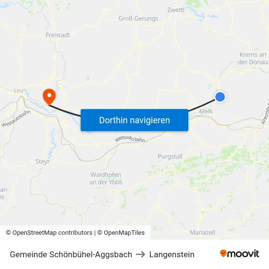 Gemeinde Schönbühel-Aggsbach to Langenstein map