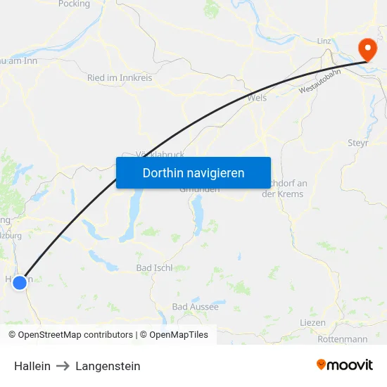 Hallein to Langenstein map