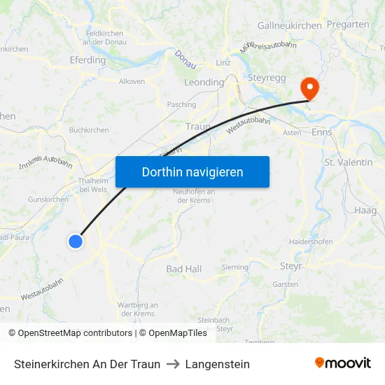 Steinerkirchen An Der Traun to Langenstein map