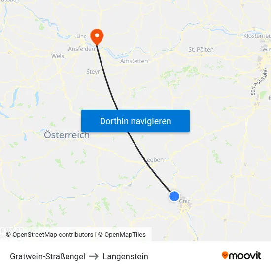 Gratwein-Straßengel to Langenstein map