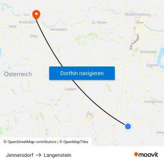 Jennersdorf to Langenstein map