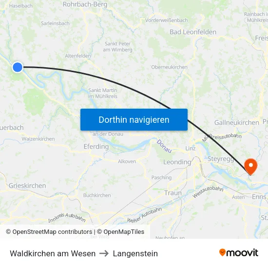 Waldkirchen am Wesen to Langenstein map