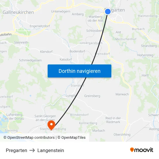 Pregarten to Langenstein map