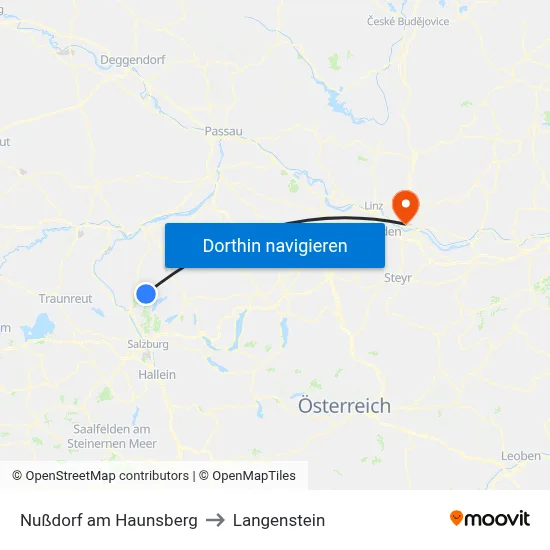 Nußdorf am Haunsberg to Langenstein map
