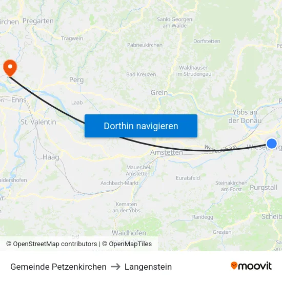 Gemeinde Petzenkirchen to Langenstein map