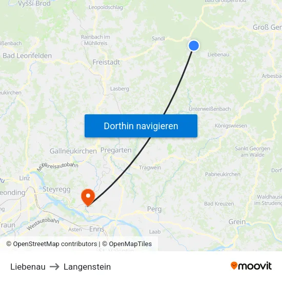 Liebenau to Langenstein map