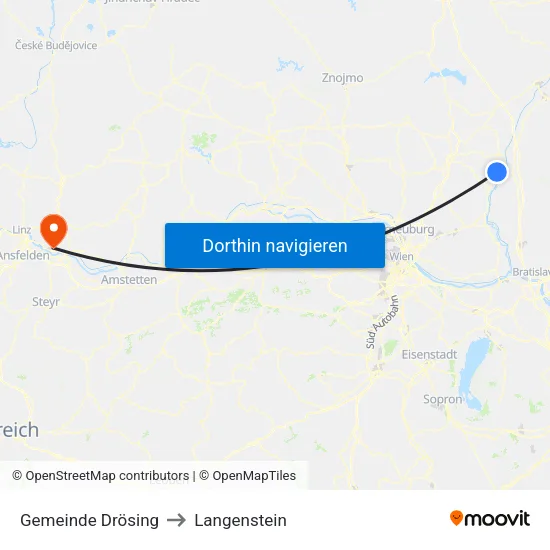 Gemeinde Drösing to Langenstein map