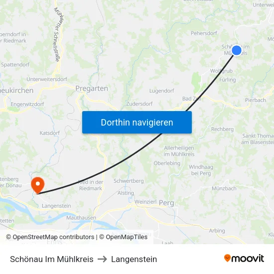 Schönau Im Mühlkreis to Langenstein map