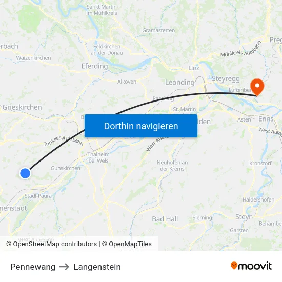 Pennewang to Langenstein map