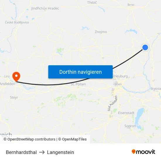 Bernhardsthal to Langenstein map