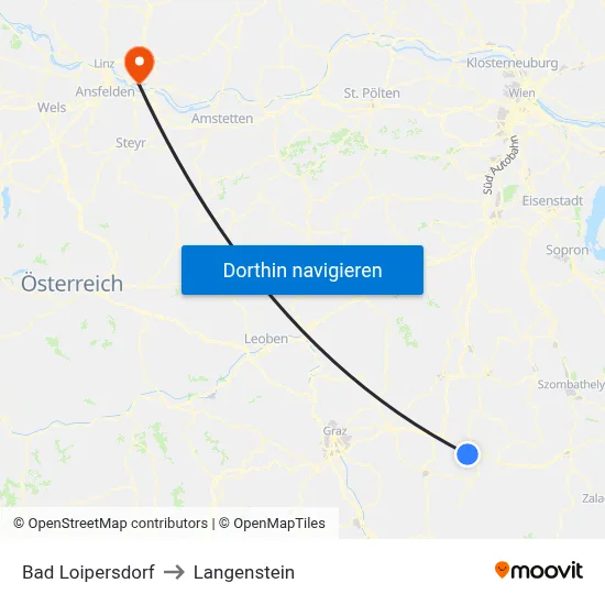 Bad Loipersdorf to Langenstein map