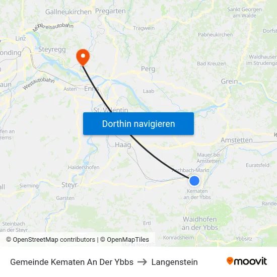 Gemeinde Kematen An Der Ybbs to Langenstein map