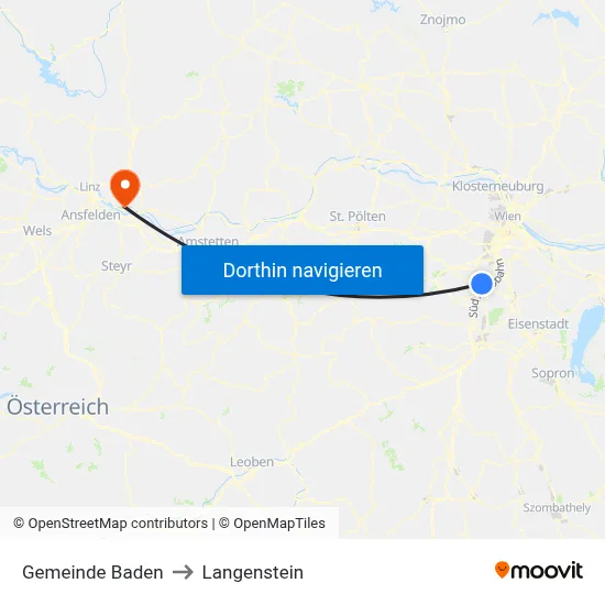 Gemeinde Baden to Langenstein map