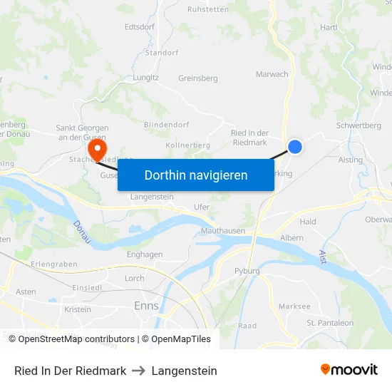 Ried In Der Riedmark to Langenstein map