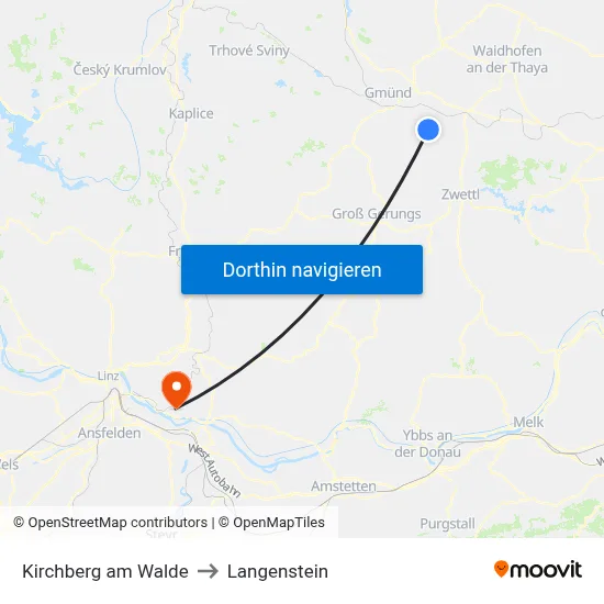 Kirchberg am Walde to Langenstein map